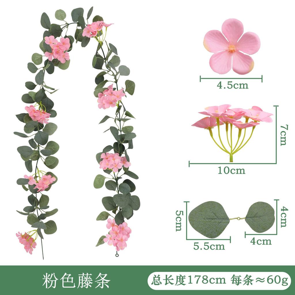 Simulated Green Plants, Fake Flower Vines, Hydrangea Vines, Indoor Living Room Ceiling, Pipe Shielding Decorations