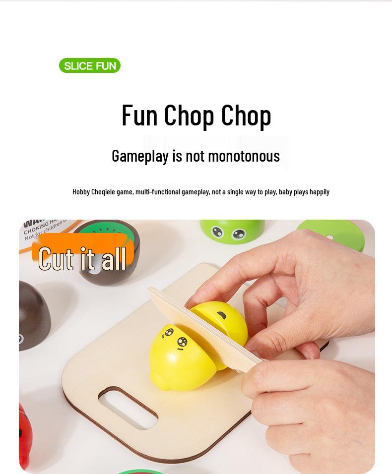 Kids' Wooden Fruit Cutting Toy Set - Educational Role-Play Kitchen Bucket