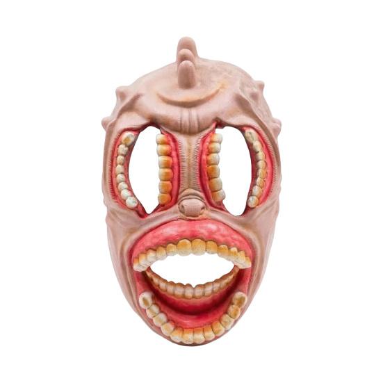Detailed Flesh Texture Mask Halloween Horror Mask, with Hollow Realistic Fangs, Lightweight Breathable Soft PU Foam Grimace for Party Cosplay Costume