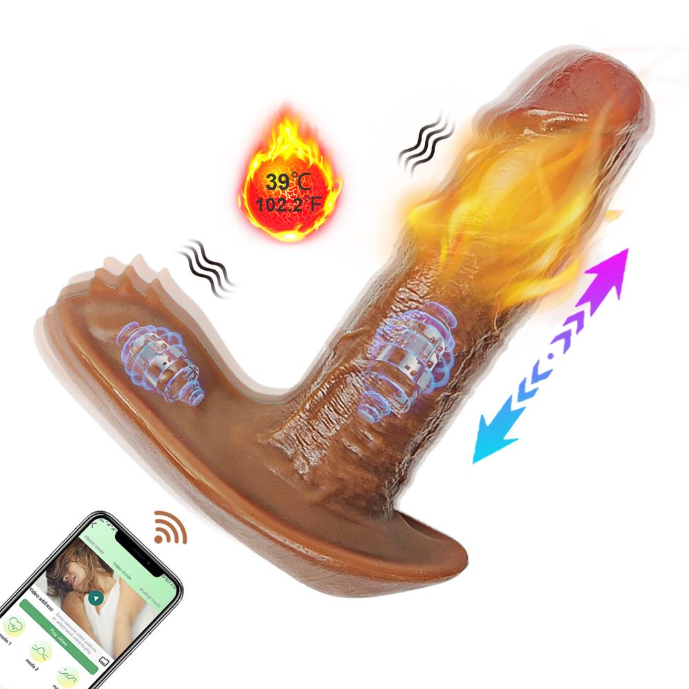 IPX7 APP Tragbarer Dildo-Vibrator, weiblicher G-Punkt-Massagegerät, Sexspielzeug, realistischer beheizter Dildo, magnetische Aufladung