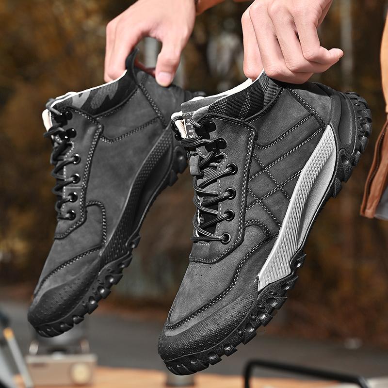 Outdoor-Sneaker Herrenschuhe Neue Echte Leder High-Tops Freizeit Sport Wanderschuhe Heiß Rutschfest Rindsleder Kletterschuhe