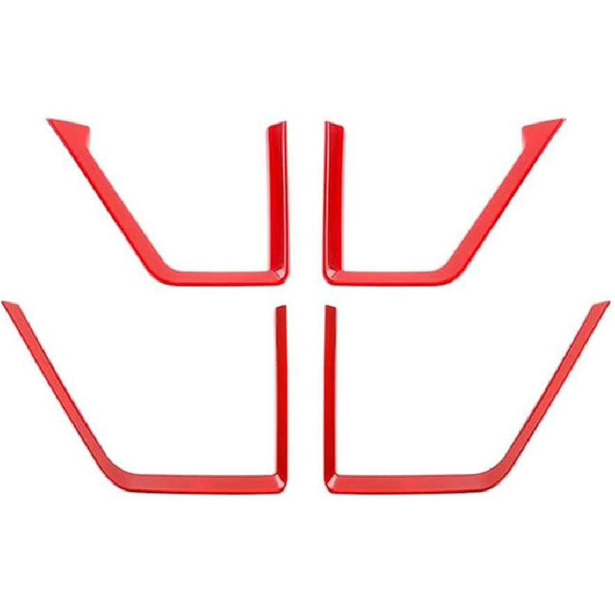 ABS Red Full Interior Decorative Cover Trim Sticker Compatible with Ford F150 2015-2020 (4pcs/Set Inner Door Handle Under Decorative Strip)