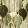 Handmade Cotton Thread Woven Wood Beads Leaf Tapestry Simple Home Bedroom B&B Wall Decoration