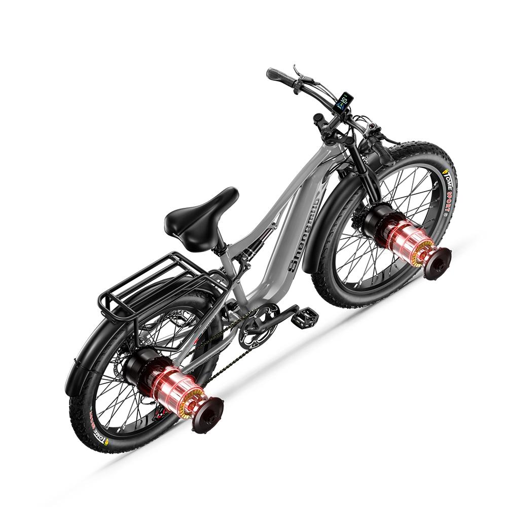 Shengmilo S600 Electric Mountain Bike, 2000W Dual Motor, 48V 17.5Ah Battery, 26" Fat Tires, Full Suspension, Off-Road Capable, Max Speed 45 km/h