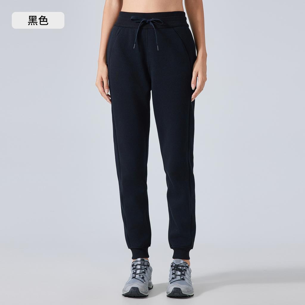 Autumn and Winter Velvet Casual Sweatpants Women's High Waist Drawstring Tied Sports Trousers Outdoor Fitness Running Trousers