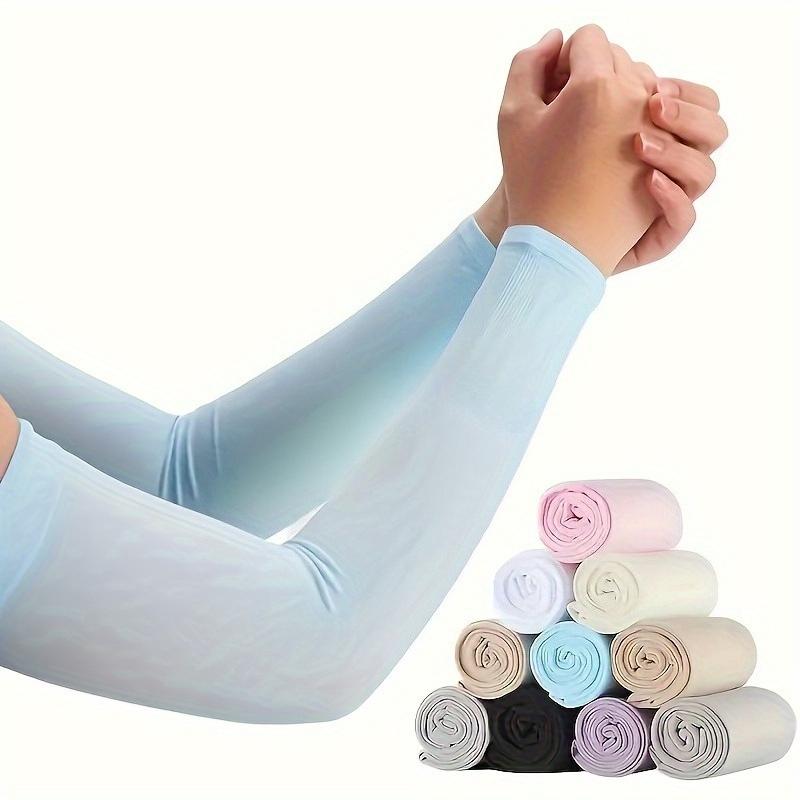 

10Pair Cool Silk Fabric Arm Guards Breathable Sun Protection Sleeves for Unisex Outdoor Cycling Running Fishing and Driving Cool One Size