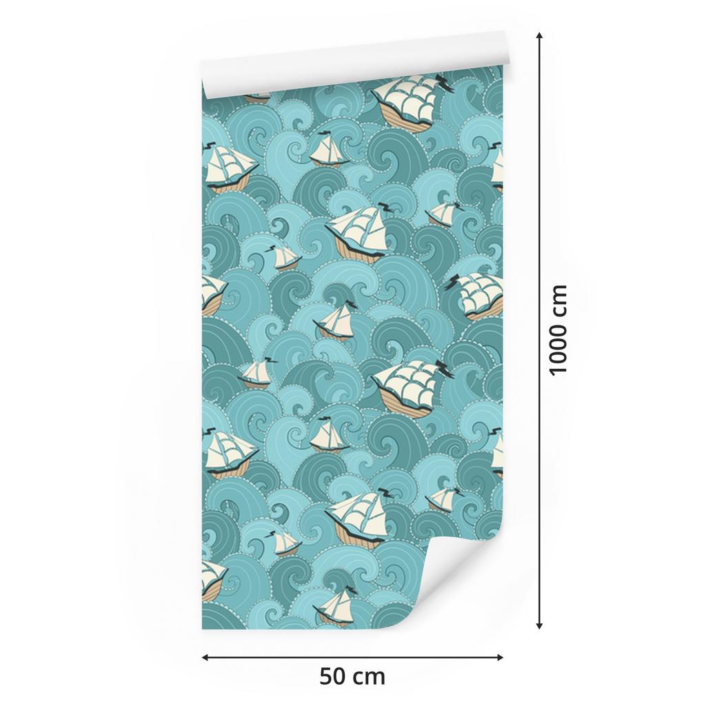 Wallpaper Sailing ships at sea for living room and bedroom 50x1000