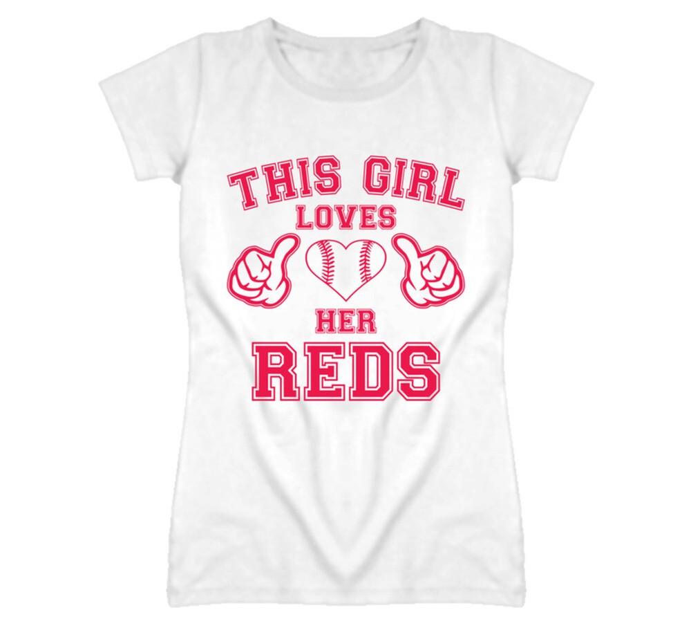 

This Girl Loves Her Cincinnati Reds Baseball Heart T Shirt S