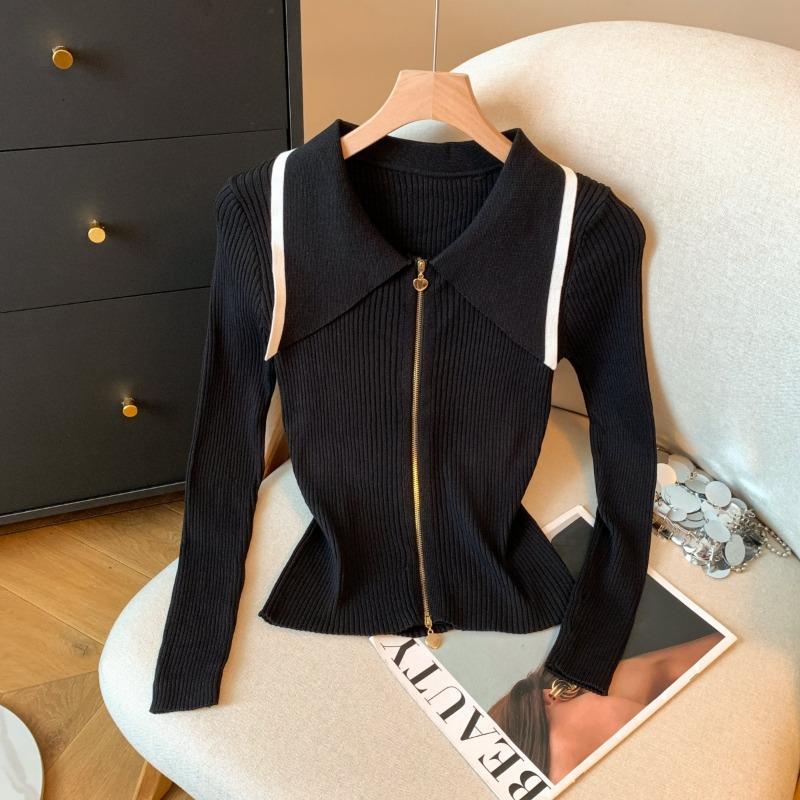 

Autumn women s knitted sweater autumn new high-end slim-fitting and thin top one size fits all чорний