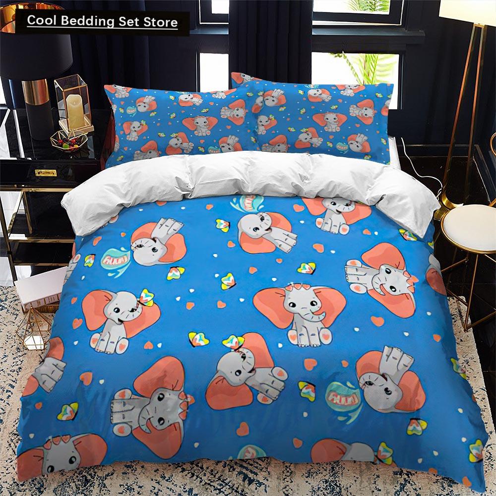 Animal Elephant Cartoon Kids Duvet Cover Queen King Twin Size Bedding Set Wildlife Comforter Cover 2/3pcs Polyester Quilt Cover