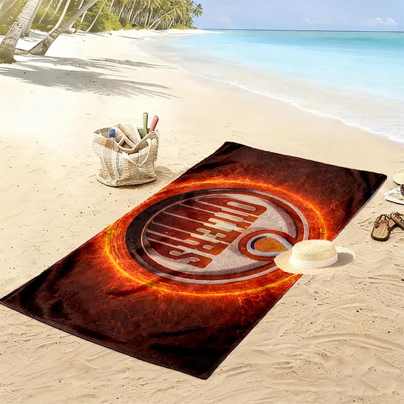 Edmonton Oilers Print Beach Towel, Large Soft Quick Dry Towel for Beach Camping Swimming