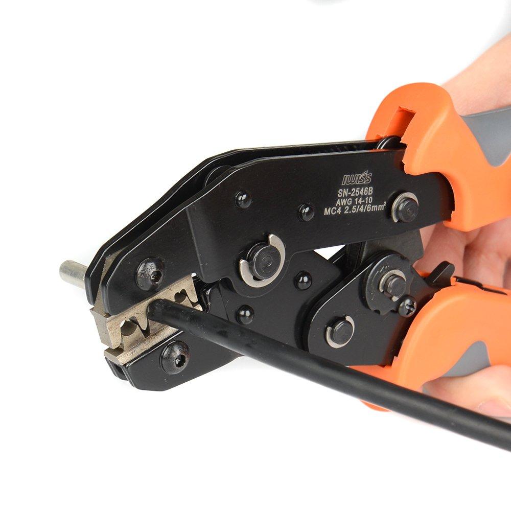 IWISS Lightweight Crimping Pliers with EDM Dies for MC4 for Solar Panels SN-2546B Connectors, 2.5-6.0mm²,