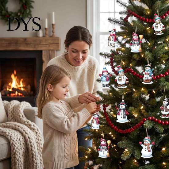 Natural Wood Christmas Ornaments for Festive Atmosphere 10/20/30Pcs Snowman Wooden Ornaments, Watercolor Slice Hanging Decor, Xmas Eco Friendly Winter