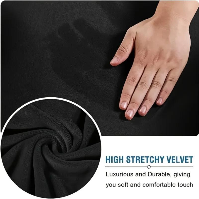 Soft Velvet Plush Stretch Computer Office Chair Cover with Armrest Cover Solid Color Removable Spandex Armchair Slipcover