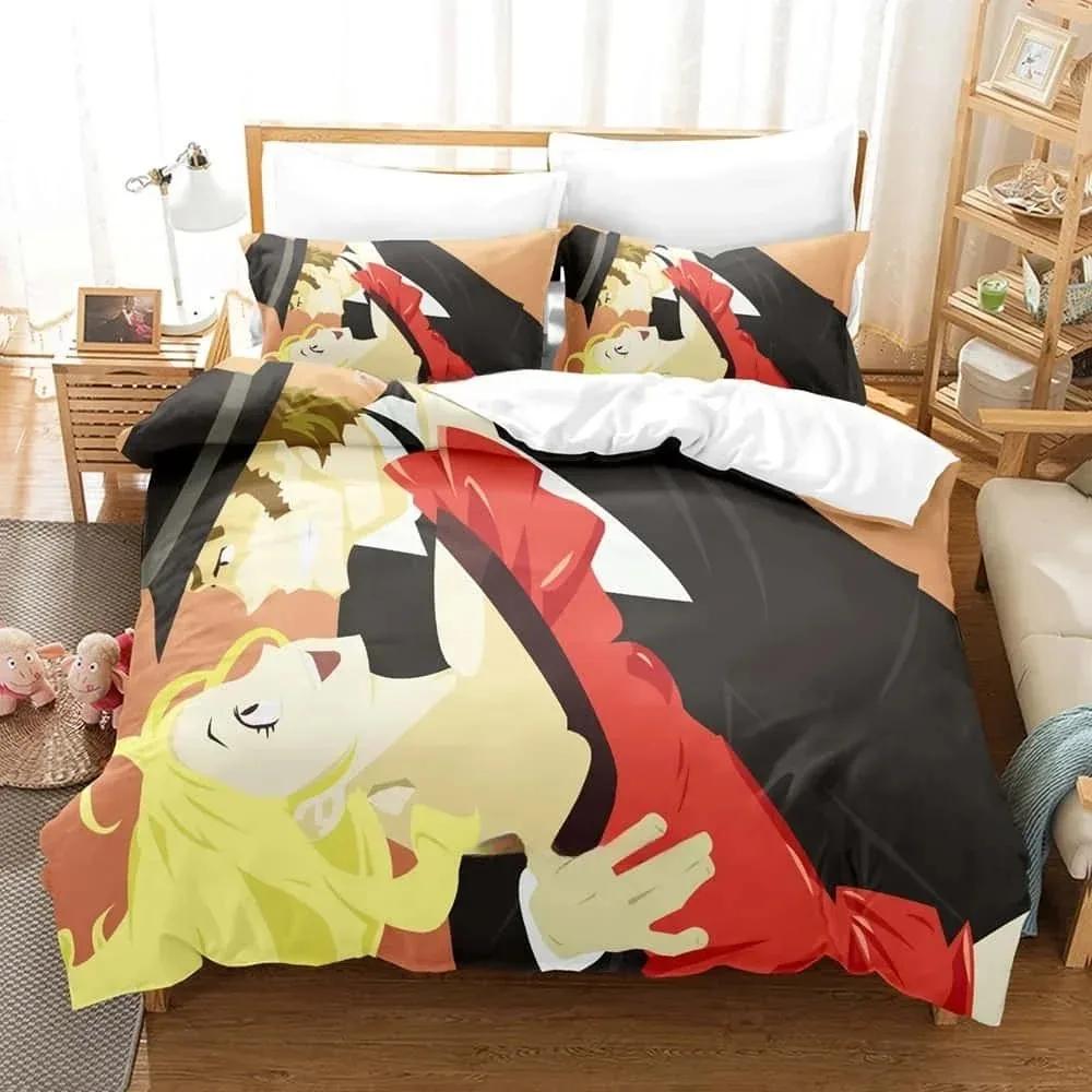 Zestaw pościeli anime z nadrukiem 3D Baccano! Drukowany Zestaw Pościeli Poszwa na Kołdrę Poszewka na Poduszkę Zestaw Pościeli Bielizna Pościelowa Prześcieradło Pokrowiec na Kołdrę Pełny Rozmiar