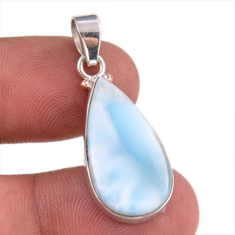 

Natural Republic Larimar Gemstone 925 Solid Sterling Silver Pendant 1.25 p8k23