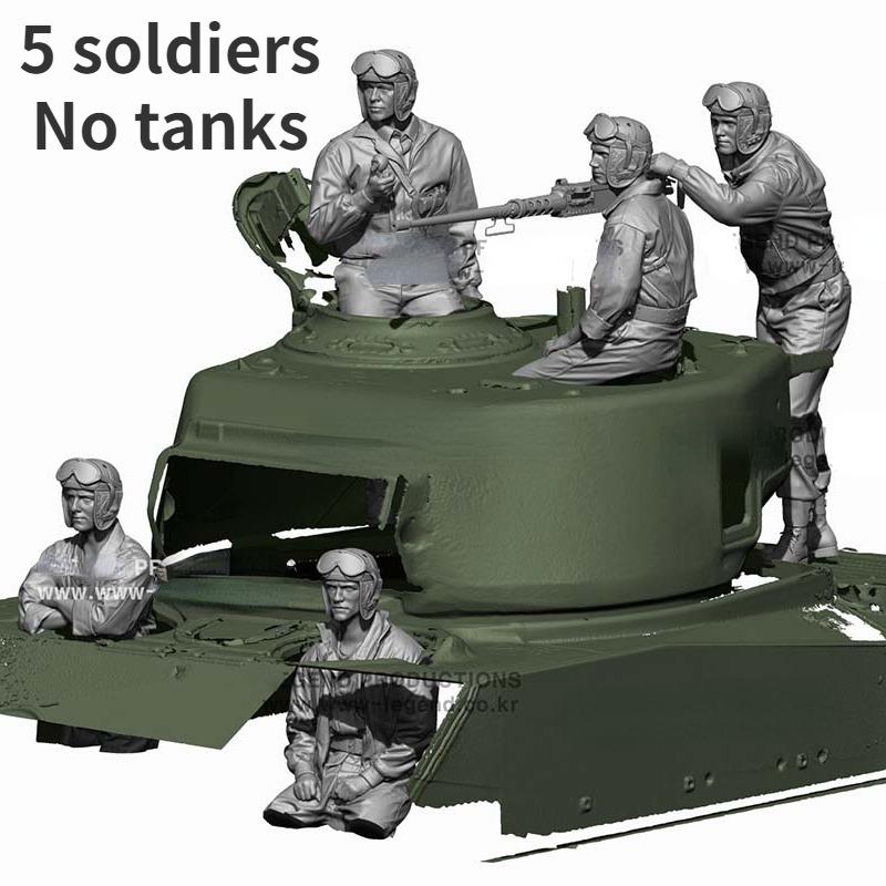 1/16 Scale Resin Body Assembled Model Kit Military Hobby Miniature WW2 US Tank Crew Set (5 Figs) Unassembled and Unpainted