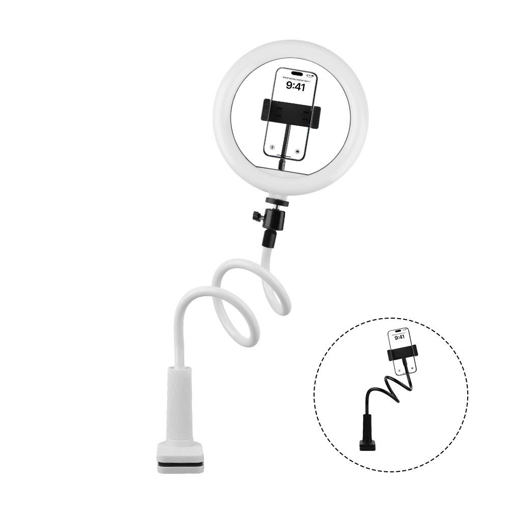 Adjustable Spiral Base Phone Holder with Fill Light for Bedside Use