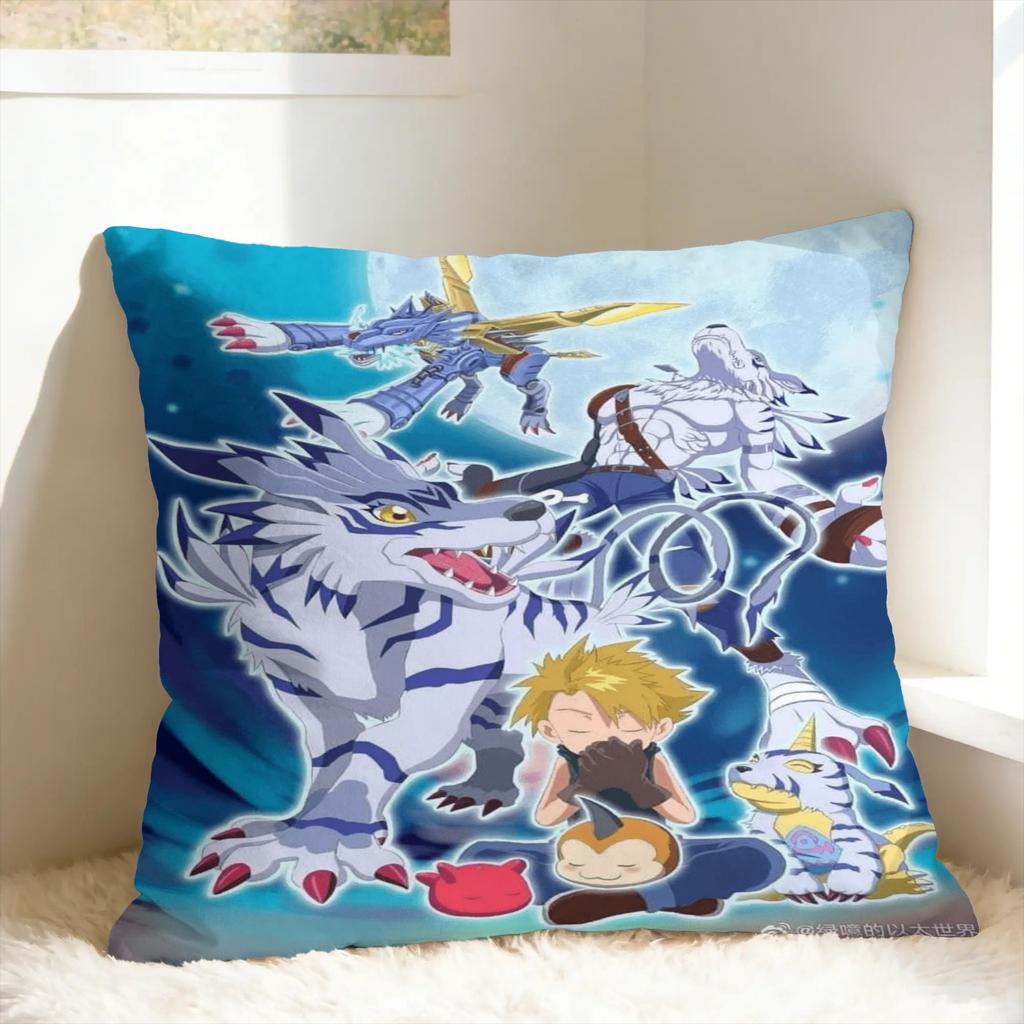 Pillow Cover Anime D-DigimonS Novelty Pillow Case For Sofa Couch Bed Living Room Pillowcases