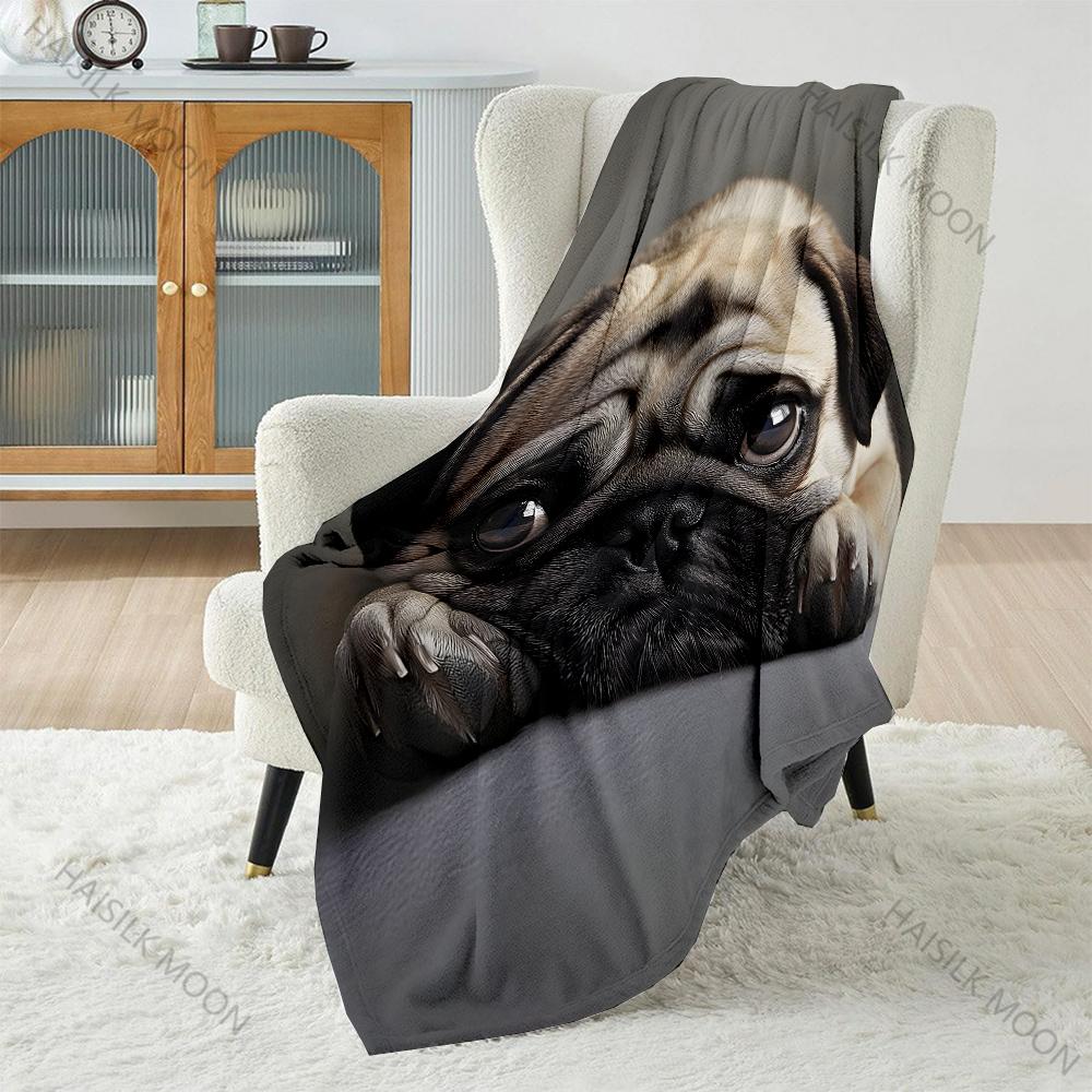 Cute Pug Pattern Believer Blanket Warm Soft Fluffy Kids and Adult Sofa Bed Throw Blanket for Home Travel Camping Luxury Gifts