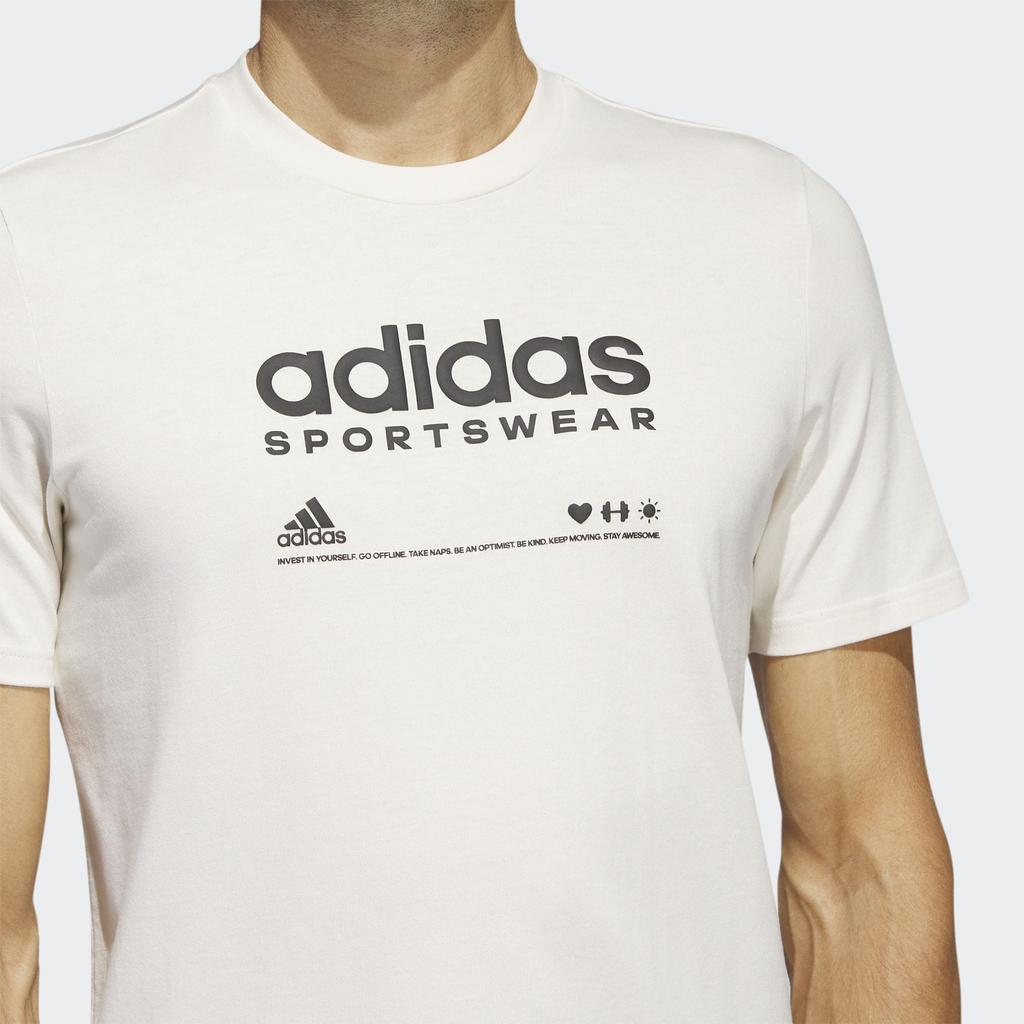 adidas Lounge T Shirts Men's White Crew Neck Moderate Straight Fit HR3002