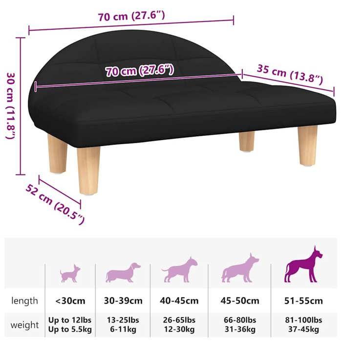 VidaXL Dog Bed, Pet Sofa with Wooden Frame, Basket for Puppies Indoor House, Black 171937