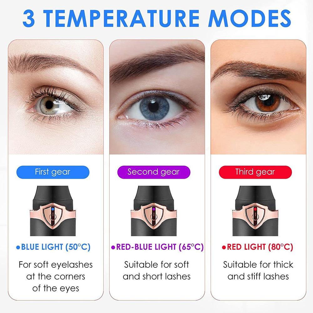 Electric Heated Eyelash Curler Portable Eyelash Curling Device Quick Heating Lash Curling Comb Clip Long-lasting Makeup Tools