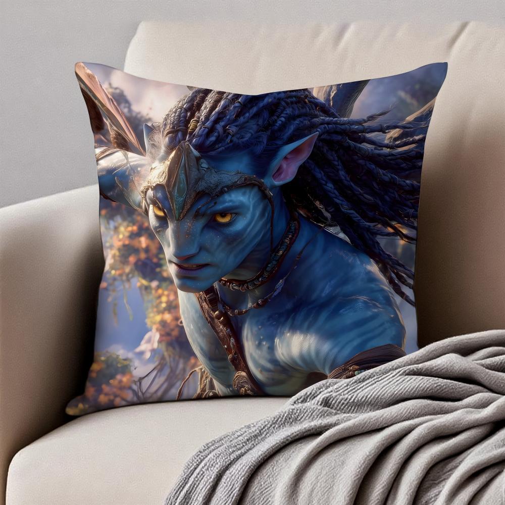 Epic SciFi Movie AAvatar The Way of Water Cushion Cover Pillowcase Antidustmite Invisible Zipper Short Plush Sofa Cushion