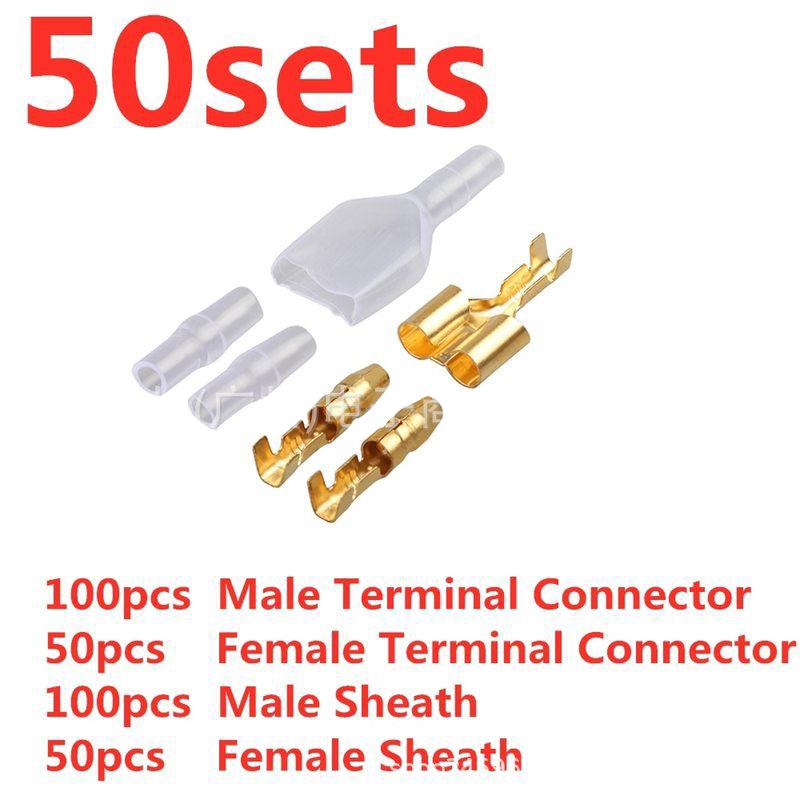 

50Sets One Female And Two Male 4.0 Bullet Terminal Electrical Wire Connector Diameter Male Female 1 2 Transparent Sheath