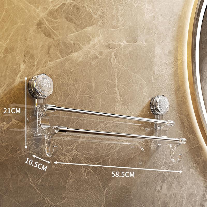 Suction Cup Towel Rack Household Bathroom Towel Storage With Hook Dry And Wet Towel Dual Use Light Luxury Bathroom Storage