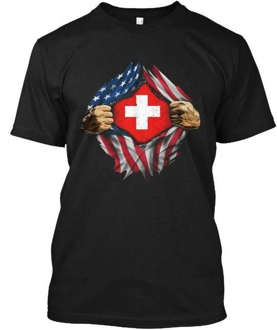 America Switzerland Flag TTshirt Made in the USA Size S to 5XL S