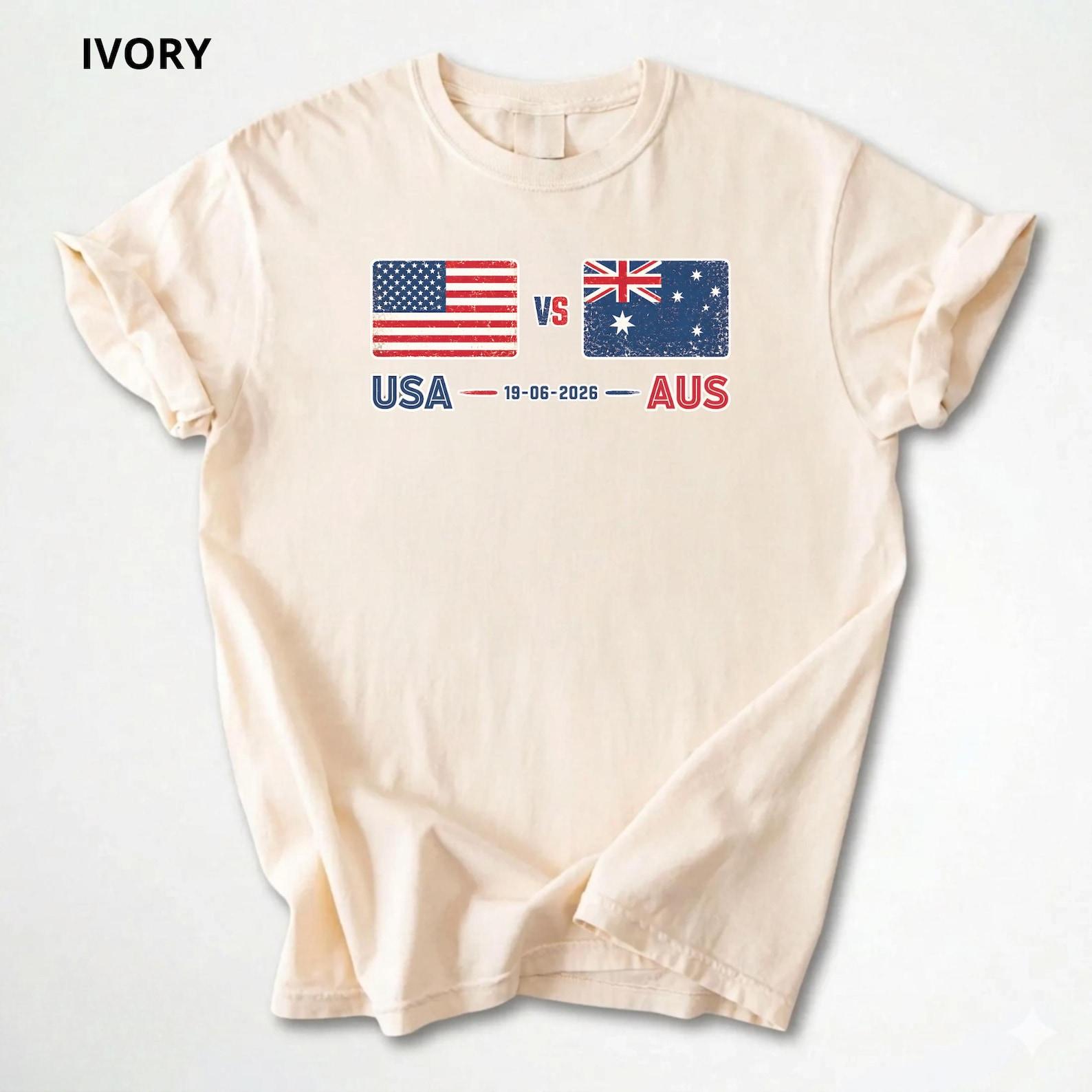 World Cup Shirt, USA vs AUS TShirt, 2026 Match Date Souvenir, Retro Country Soccer Tee, Political Soccer Cup Fan L