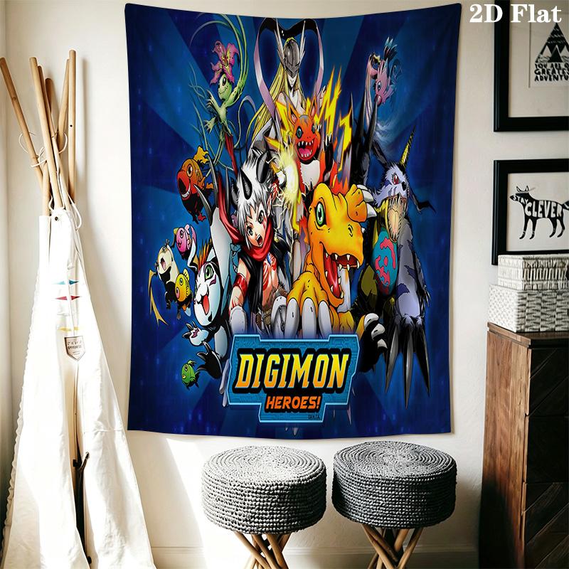 Digimon Heroes Epic Battles Await Tapestry Fashion Print Background Cloth Wall Covering Decoration Atmospheric Background Cloth Home Decor