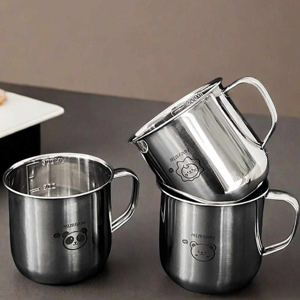 Reusable Coffee Cup With Handle 304 Stainless Steel Water Cup For Children 300ml Office Tea Milk Coffee Mug With Scale
