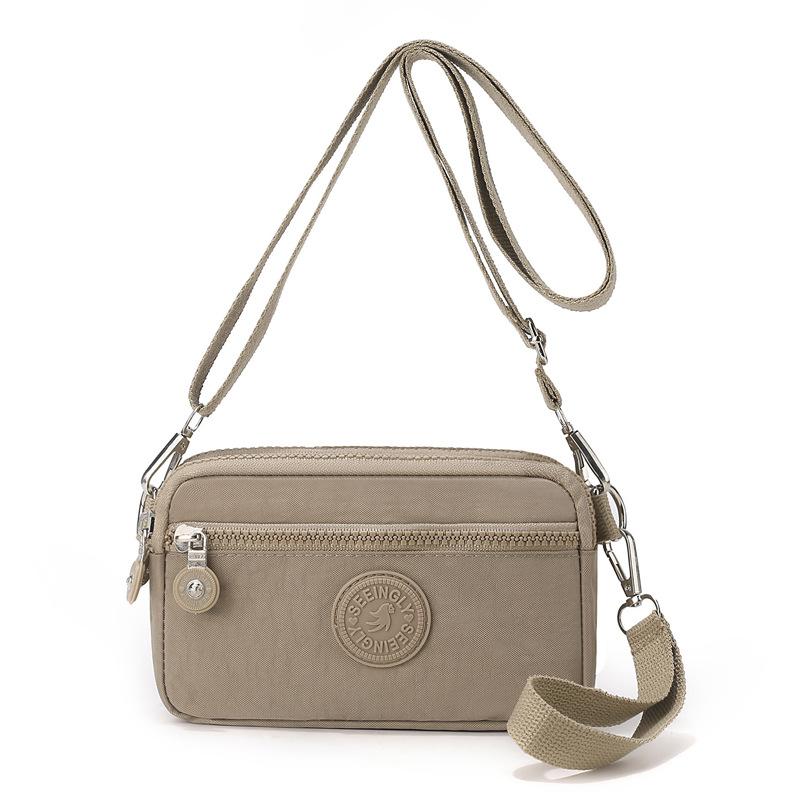LADIES HANDBAG Crossbodytas Lichtgewicht Nylon Kleine Tas Dames Meerdere Zakken Schoudertas kaki