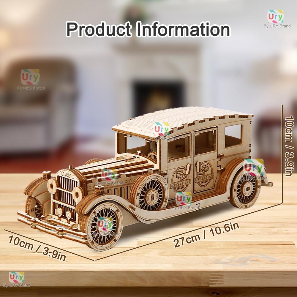 3D Ury Wooden Puzzle Retro Vintage Car Classic Nostalgic Movies Vehicle Assembly Model Diy Decoration Gift Toys For Kids Adults