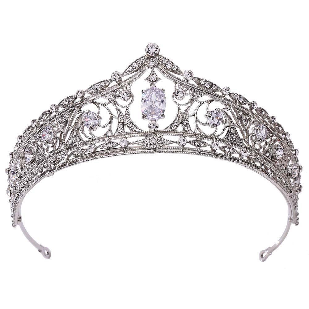 Vintage Crown Hair Accessory Elegant Princess Rhinestone Tiara Exquisite Bride Silver Crown  Party