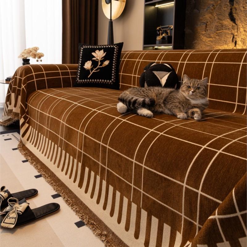 All-Season Universal Couch Camping Blanket Sofa Mat Chenille Ethnic Style Sofa Cover Full Coverage Non-Slip Couch Protector