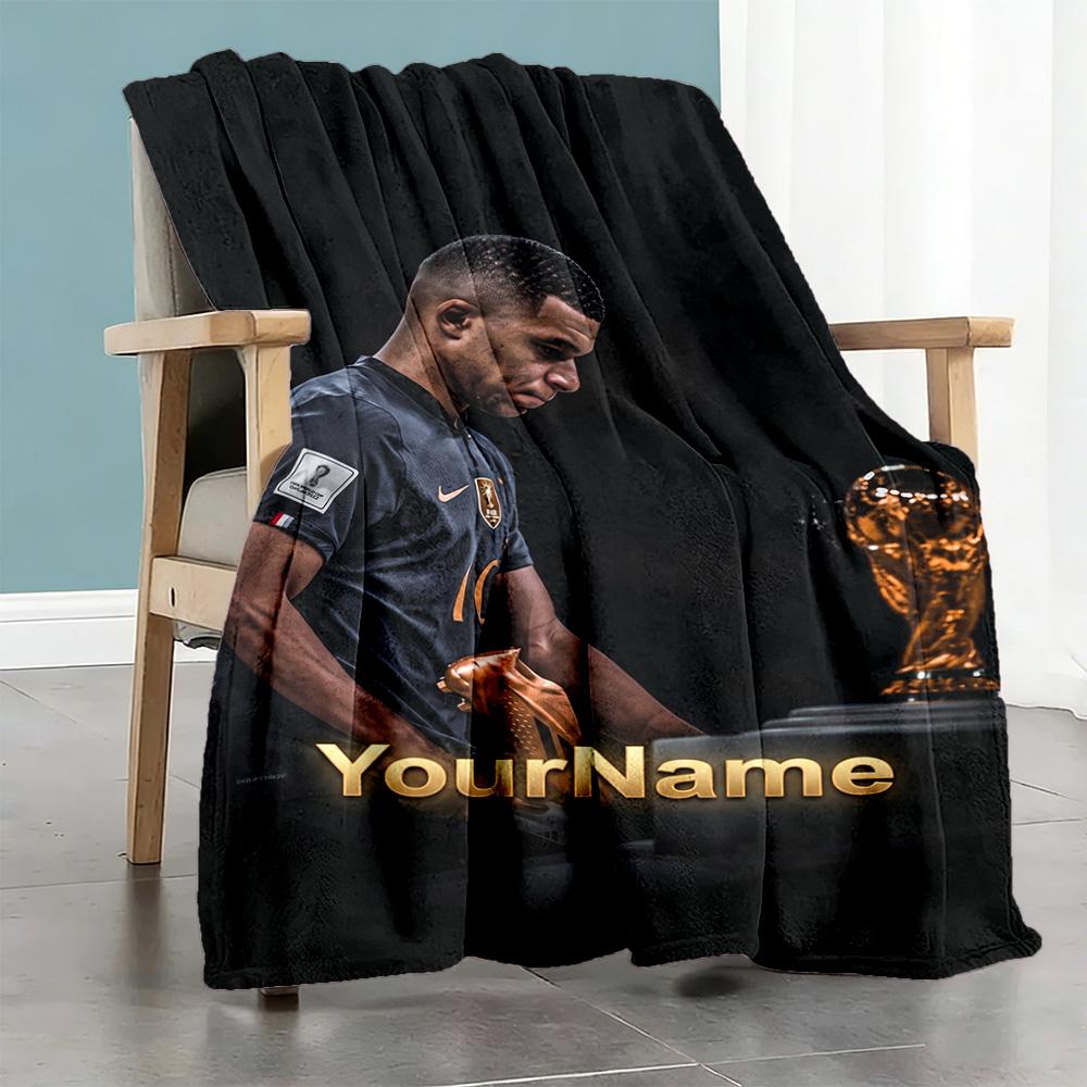 Mbappe 239 Customize Text Blanket Cozy Personalized Blanket Durable Comfort Perfect for Office Picnics Couch Nap Four Seasons Multipurpose