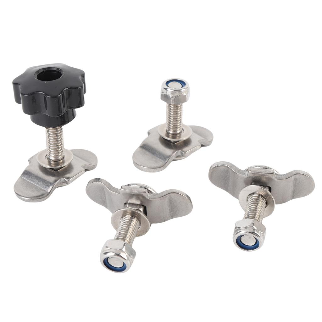 L Track Tie Down Fittings M8x35mm Stainless Steel Double Lug Threaded Stud Nut Kit for Truck Bed Trailer Cargo Control