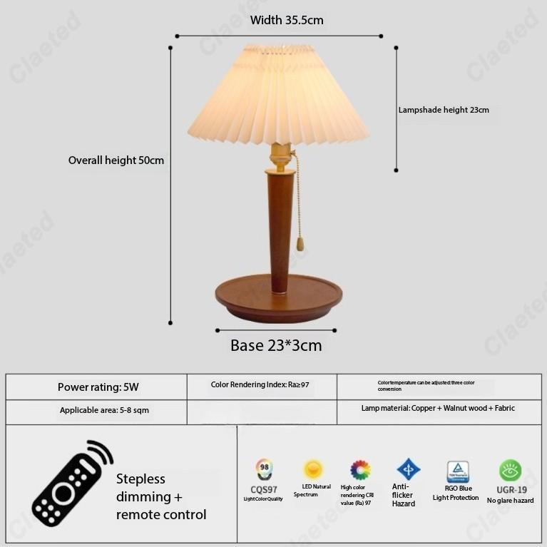 Creative Retro LED Pleated Small Desk Lamp Bedroom Bedside Lamp Living Room Study Decorative Atmosphere Lighting