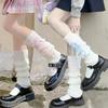 Woman Lolita Leg Warmer Autumn and Winter Ribbon Lolita Black Knee Warmers Long Socks JK Knitted Girl White Leg Warmers Stocking