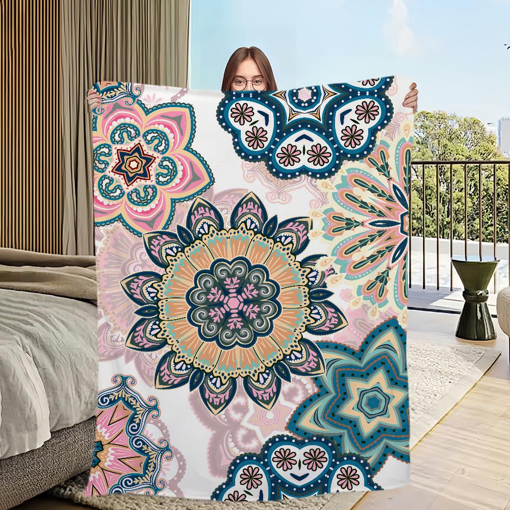 Vzor Čtyři roční období teplá MÓDNÍ měkká plyšová deka vhodná na pohovku obývací pokoj Mandala místnost kancelář ložnice cestovní dárek Flanel