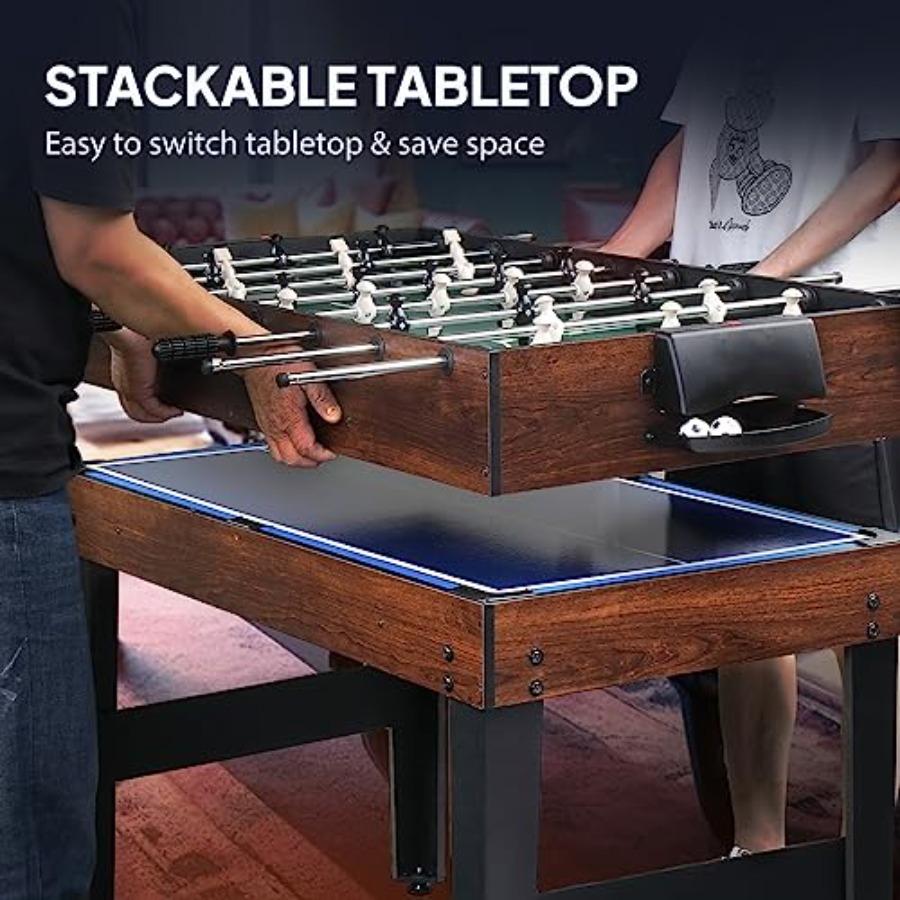 10in1 Multi Game Set for Adults and Family 48 Game Table with Hockey Foosball Pool Ping Pong Shuffleboard Chess Checkers Bowlin