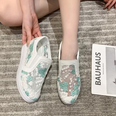 Fashion Womens Shoes Hollow Out Breathable Lace Up Flats Breathable Mesh Lightweight Shoes Casual All-match Sneakers Zapatos De Mujer