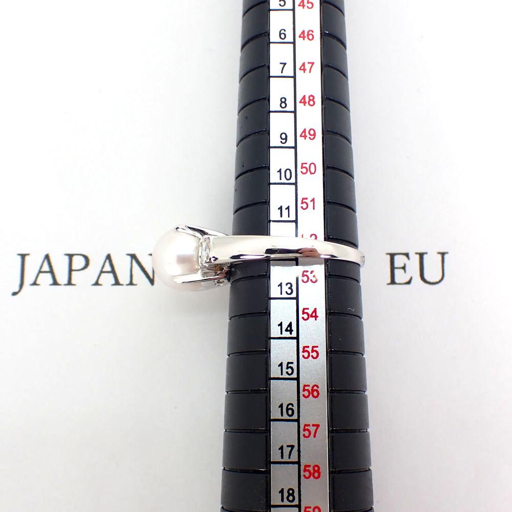 [Used] Pt900 Akoya White Pearl Diamond Ring / Size 12 / J1-4