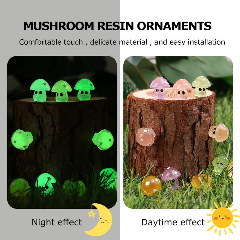 Luminous Mushroom Elf Car Ornaments Car Dashboard Decoration Resin Pendant Miniatures Mushrooms Fairy Garden DIY Accessories