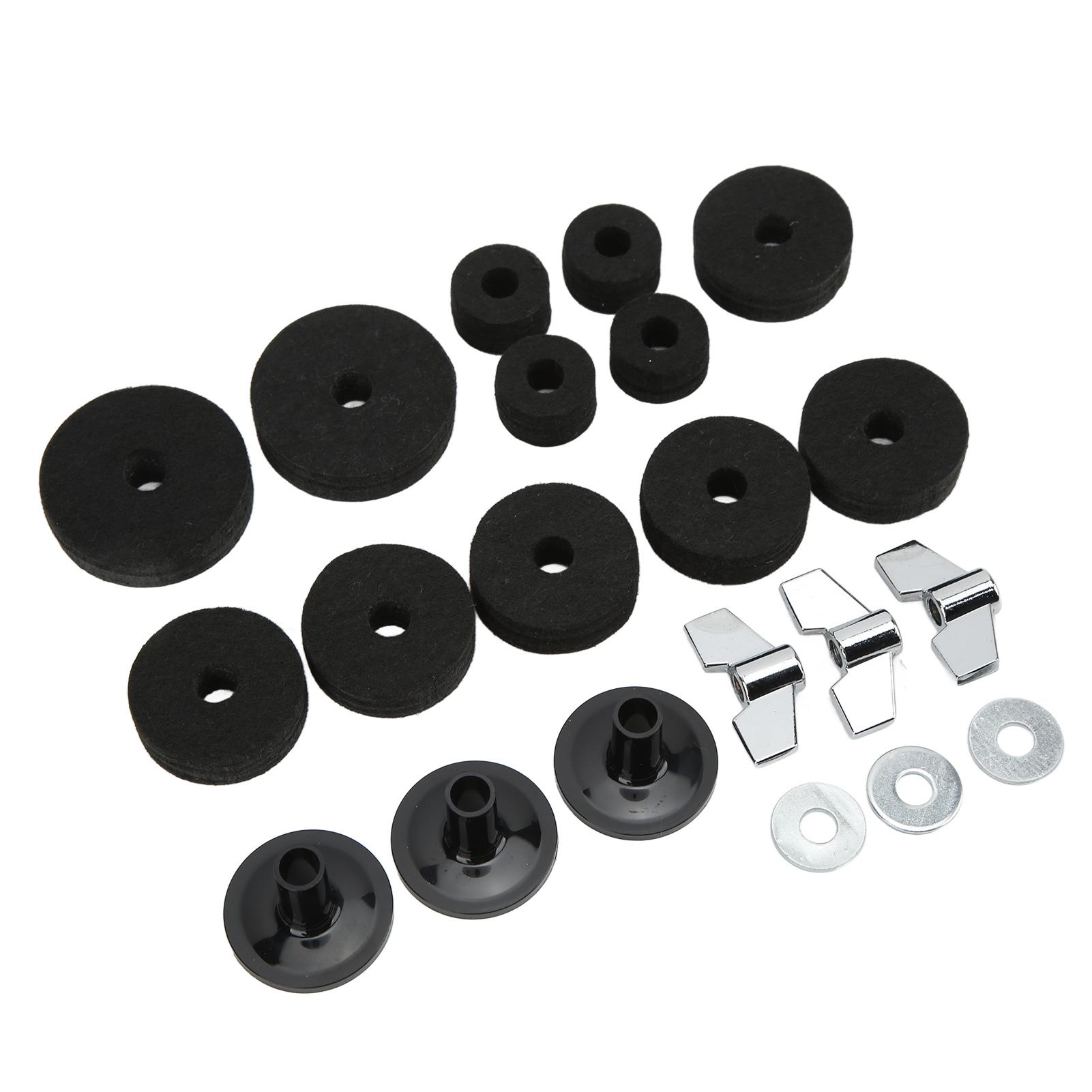 

21 шт. Запасные аксессуары для тарелок Фетры Втулки Барашковые гайки Шайбы для Хай-хэт Муфта Чашка Черный чёрный