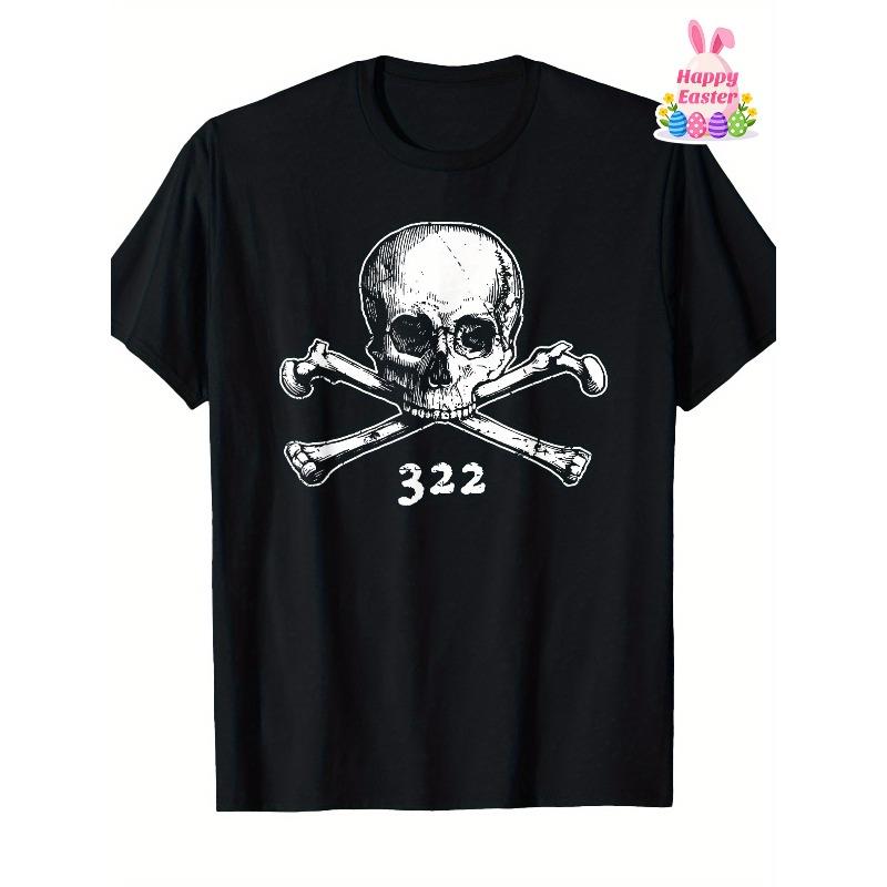 European Size Men s Illuminati Society T-Shirt - Gothic Skull & 322 Symbol Loose Fit Casual Tee Suitable for Secret Society Members S чёрный