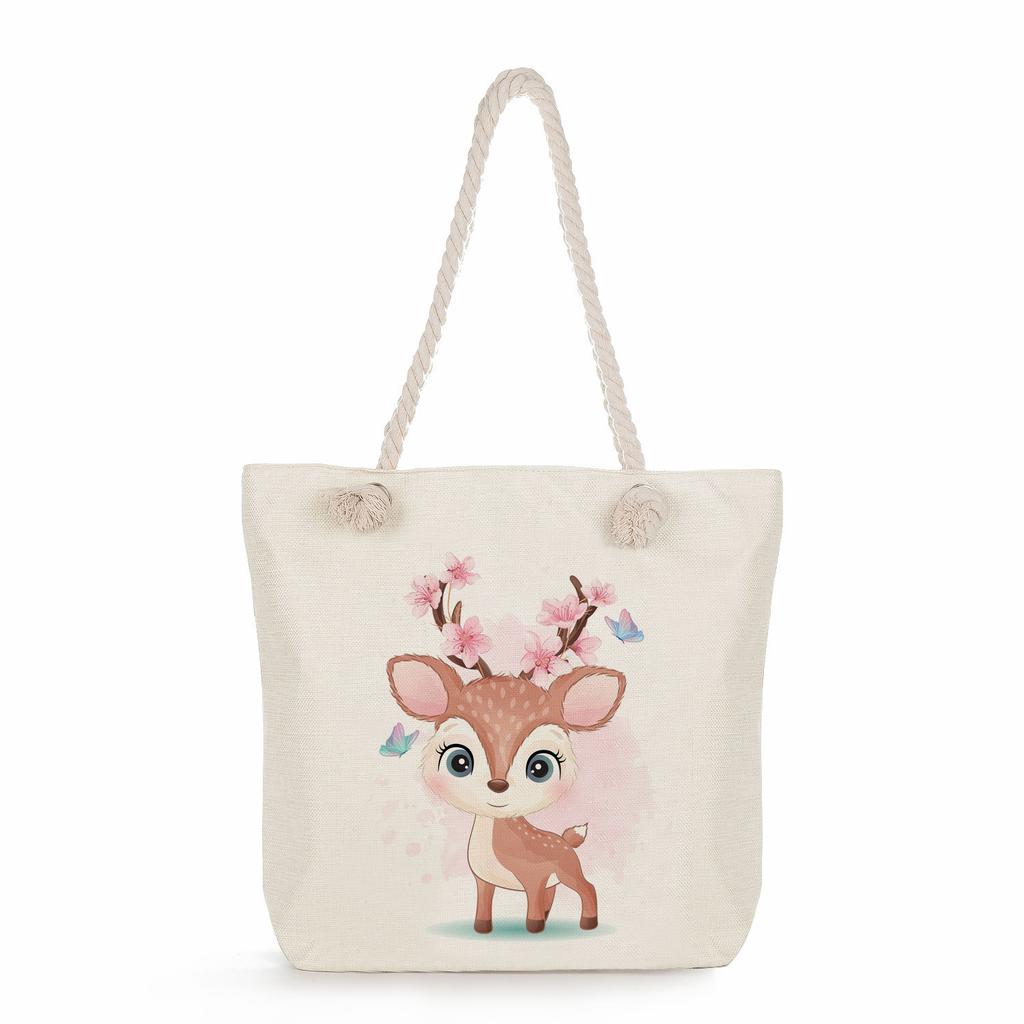 Animal print thick rope single-shoulder beach bag 7286 CLE